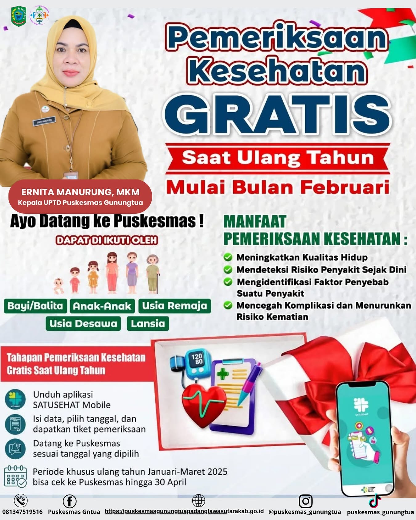 Pemeriksaan Kesehatan Gratis UPTD Puskesmas Gunungtua