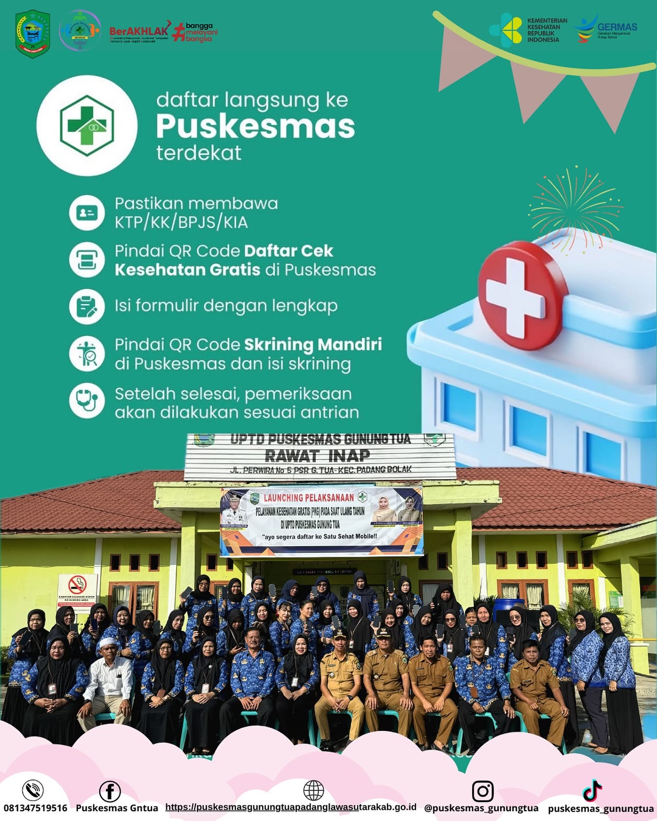 Pendaftaran CKG langsung datang ke Puskesmas