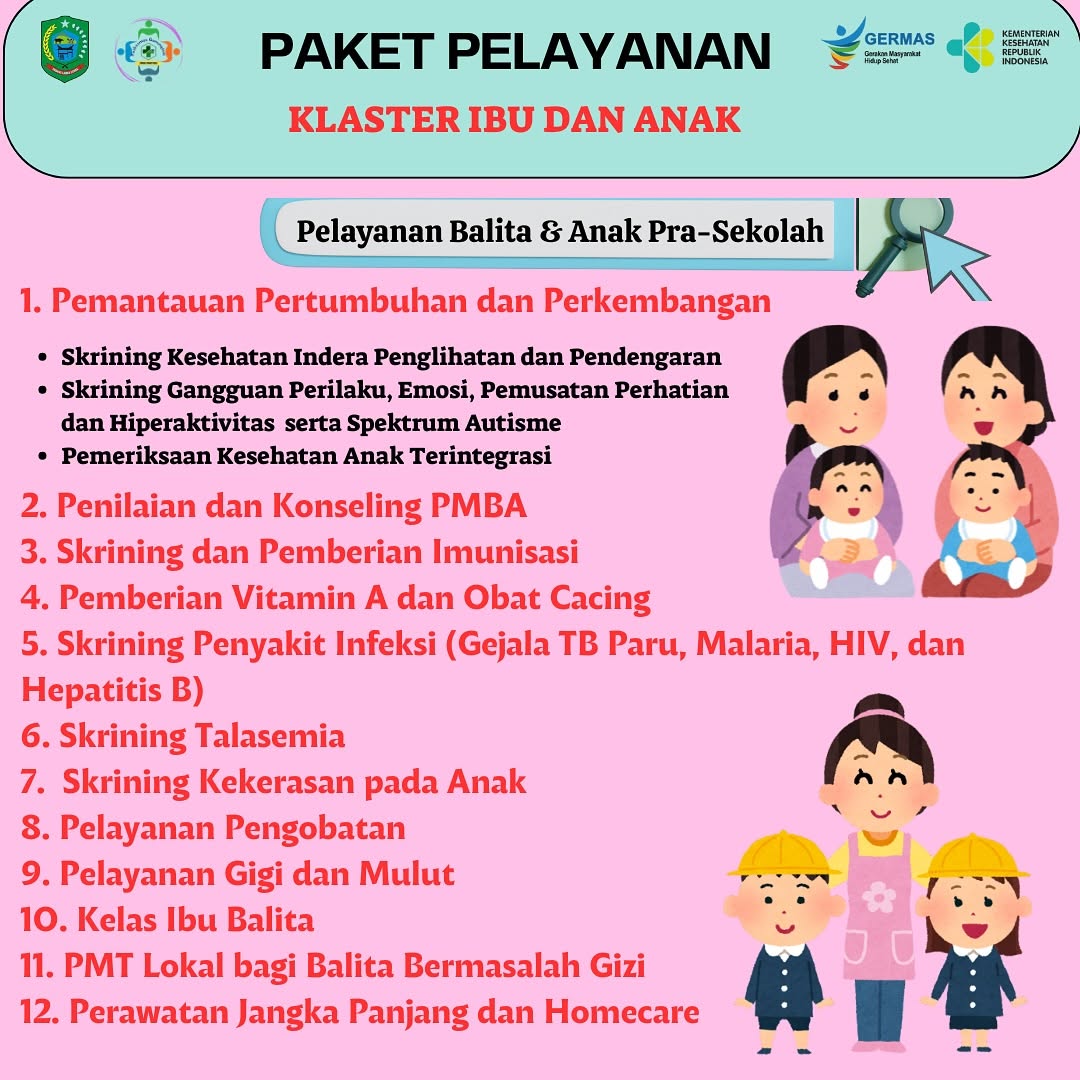 Paket Pelayanan Klaster Ibu dan Anak (Persalinan Balita & Anak Pra-Sekolah) di UPTD Puskesmas Gunungtua