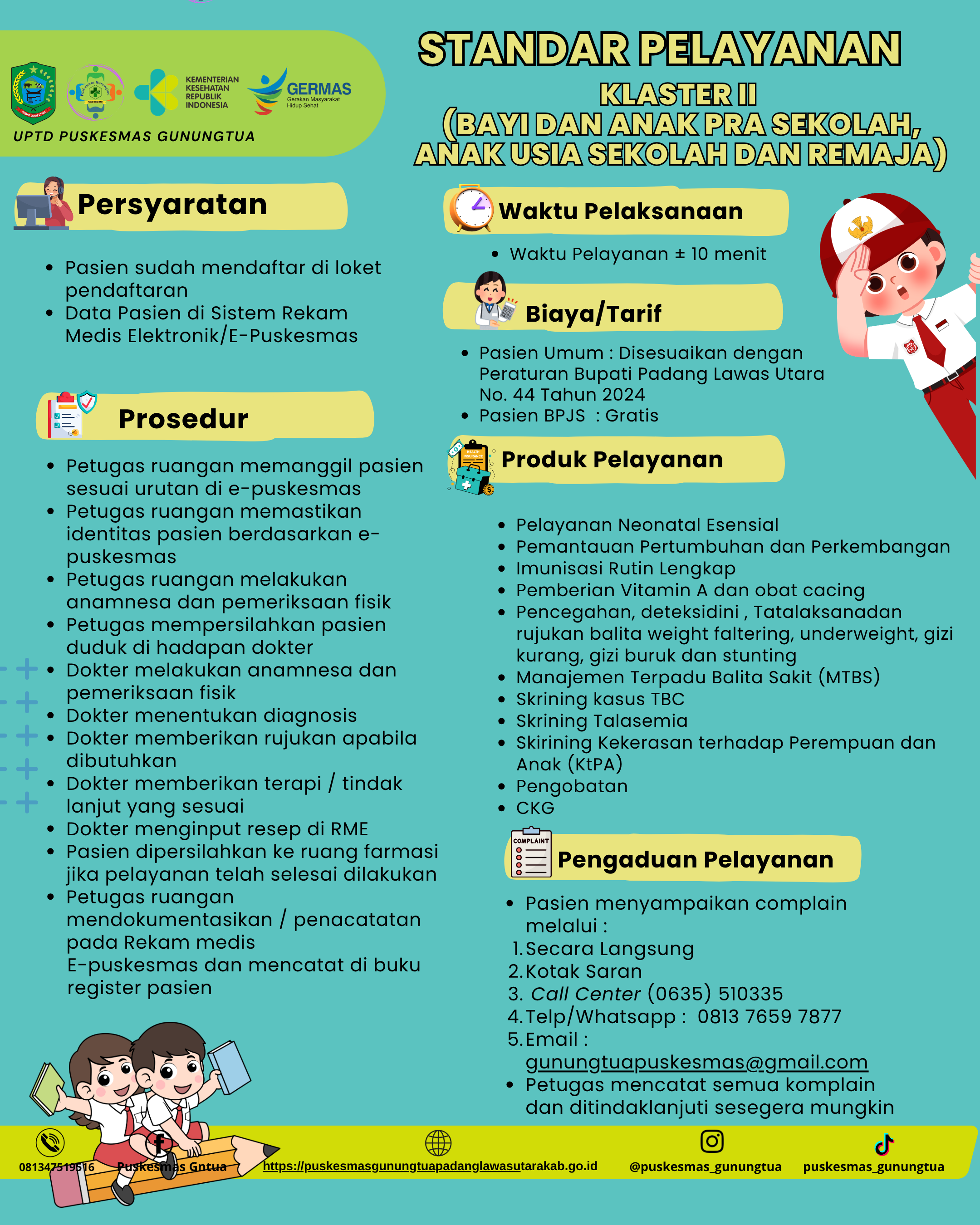 STANDAR PELAYANAN KLASTER II (PELAYANAN KESEHATAN BAYI DAN ANAK PRA SEKOLAH, ANAK USIA SEKOLAH DAN REMAJA)